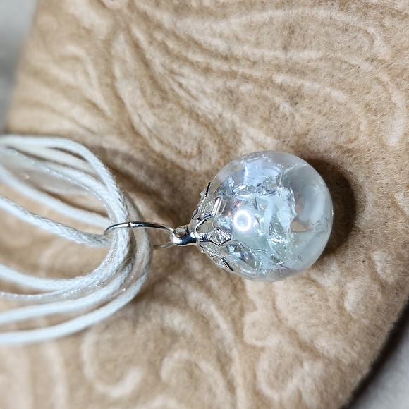 Cracked white marble pendant necklace, handmade NWT - Picture 1 of 5